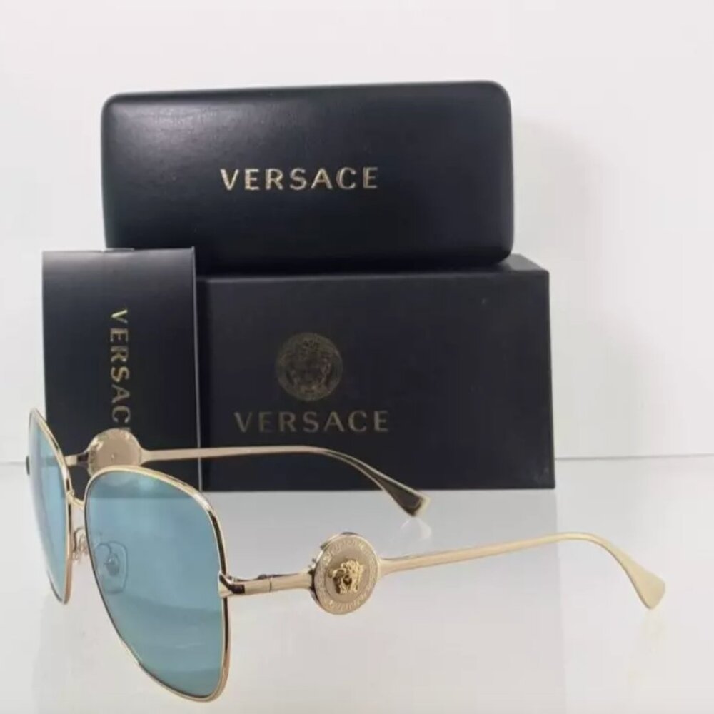 NEW Versace Gold 60mm Frame Italy Sunglasses
